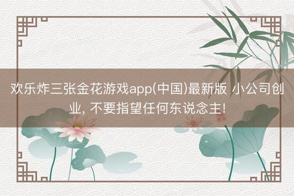 欢乐炸三张金花游戏app(中国)最新版 小公司创业， 不要指望任何东说念主!
