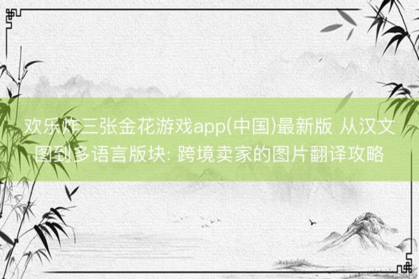 欢乐炸三张金花游戏app(中国)最新版 从汉文图到多语言版块: 跨境卖家的图片翻译攻略
