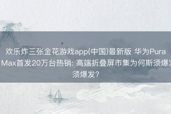 欢乐炸三张金花游戏app(中国)最新版 华为Pura X Max首发20万台热销: 高端折叠屏市集为何斯须爆发?