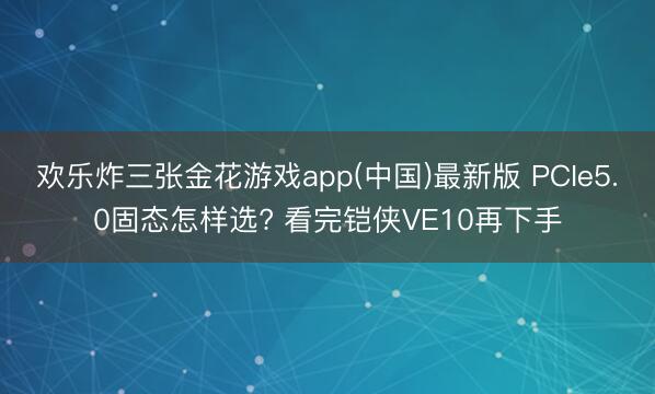 欢乐炸三张金花游戏app(中国)最新版 PCIe5.0固态怎样选? 看完铠侠VE10再下手