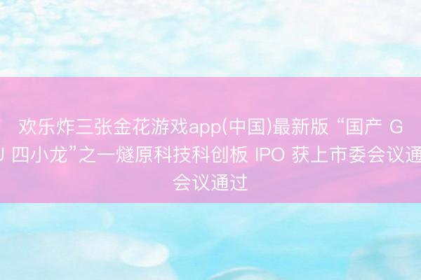 欢乐炸三张金花游戏app(中国)最新版 “国产 GPU 四小龙”之一燧原科技科创板 IPO 获上市委会议通过